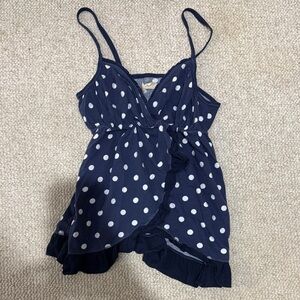 Navy Polka Dot Sleeveless Dress